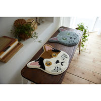 スミノエ 洗える チェアパット ネコカオ 35×38cm ブルー 4549781252674 1枚