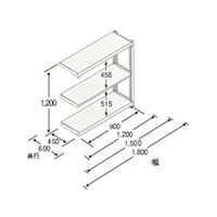 エスコ 1490x450x1200mm/150kg/3段 スチール棚(連結用) EA976DH-150RB 1台(1個)（直送品）