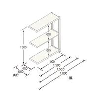 エスコ 1190x450x1500mm/150kg/3段 スチール棚(連結用) EA976DJ-120RB 1台(1個)（直送品）