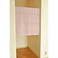 加栄レース のれん ハリネズミ柄 85×90cm 防炎 日本製 ピンク 469334 1個（直送品）