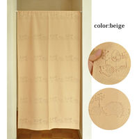 加栄レース のれん ハリネズミ柄 85×170cm 防炎 日本製 ベージュ 469339 1個（直送品）