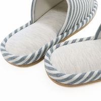 【スリッパ】洗える杢ニットボーダー外縫いスリッパ ネイビー Lサイズ 1足