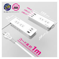 カシムラ 電源タップAC4 USBA+C2PD45W 自動識別 リバーシ AC-063 1個（直送品）