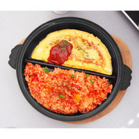 トレードワン レンジパン 丸型 猫 仕切り付き 電子レンジ調理器 CHEF ブラック 493633 1個（直送品）