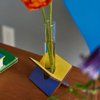 クレイ 花瓶 フラワー立て 一輪挿し オレンジ×グリーン 468913 1個（直送品）