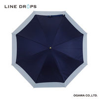 小川 長傘 晴雨兼用 LINEDROPS バイカラー 50cm 手開き式 ネイビー 489376 1個（直送品）