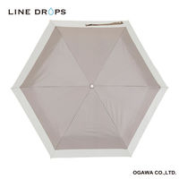 小川 折りたたみ傘 晴雨兼用 LINEDROPS バイカラー 50cm 手開き式 グレージュ 489378 1個（直送品）