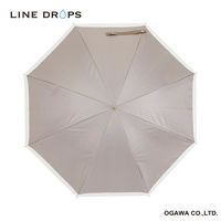 小川 長傘 晴雨兼用 LINEDROPS グログランリボン 50cm 手開き式 グレージュ 489383 1個（直送品）