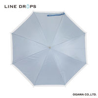 小川 長傘 晴雨兼用 LINEDROPS グログランリボン 50cm 手開き式 ブルーグレー 489384 1個（直送品）