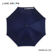 小川 長傘 晴雨兼用 LINEDROPS グログランリボン 50cm 手開き式 ネイビー 489385 1個（直送品）