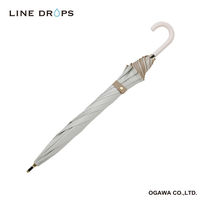 小川 長傘 晴雨兼用 LINEDROPS グログランリボン ステッチ 50cm 手開き式 ホワイト 489392 1個（直送品）