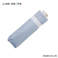 小川 折りたたみ傘 晴雨兼用 LINEDROPS グログランリボン ステッチ 50cm 手開き式 ブルーグレー 489398 1個（直送品）