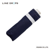 小川 折りたたみ傘 晴雨兼用 LINEDROPS グログランリボン ステッチ 50cm 手開き式 ネイビー 489399 1個（直送品）