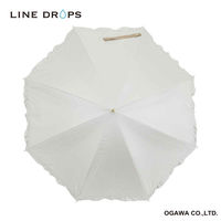 小川 長傘 晴雨兼用 LINEDROPS フリル 50cm 手開き式 ホワイト 489400 1個（直送品）