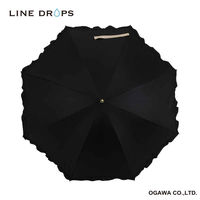 小川 長傘 晴雨兼用 LINEDROPS フリル 50cm 手開き式 ブラック 489401 1個（直送品）
