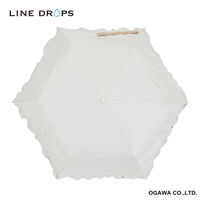小川 折りたたみ傘 晴雨兼用 LINEDROPS フリル 50cm 手開き式 ホワイト 489403 1個（直送品）