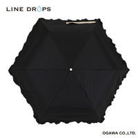 小川 折りたたみ傘 晴雨兼用 LINEDROPS フリル 50cm 手開き式 ブラック 489404 1個（直送品）
