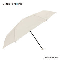 小川 雨傘 折りたたみ傘 LINEDROPS ピンドット カフス 55cm 手開き式 ベージュ 489421 1個（直送品）