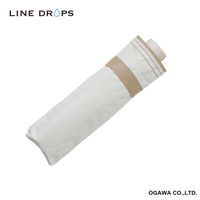 小川 折りたたみ傘 晴雨兼用 LINEDROPS グログランリボン ステッチ 50cm 手開き式 ホワイト 489396 1個（直送品）