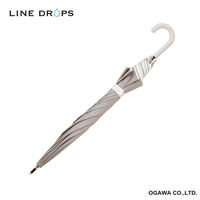 小川 長傘 晴雨兼用 LINEDROPS グログランリボン ステッチ 50cm 手開き式 グレージュ 489393 1個（直送品）