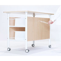 【軒先渡し】林製作所 収納付きハイテーブル 幅1500×奥行750×高さ1000mm ナチュラル×ホワイト 1台（直送品）