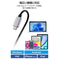 SDカードリーダー Type-C SD/microSD対応 ケーブル一体型 シルバー MR3C-C20ESV エレコム 1個（直送品）