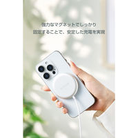 ワイヤレス充電器 Qi2 25W マグネット式 USB-Cケーブル一体1.5m シルバー W-MA11SV エレコム 1個（直送品）