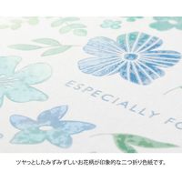 デザインフィル カラー色紙 シール付 半透明 二つ折り 花柄 青 33261006 1個