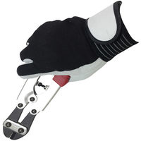 小野商事 豚本革手袋 背抜き マジックテープ LLサイズ 白黒 AG5153-2P 1組(2双)