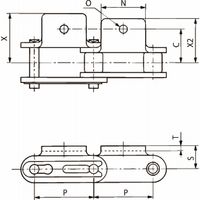 椿本チエイン (株)椿本チエイン バイピッチチェーン RF2080Sー4LSK2ーL 1セット(3L)（直送品）