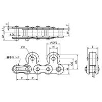 椿本チエイン (株)椿本チエイン トップローラ付 ラムダRS形チェーン RS50ーLMCー2LTRRLーL 1セット(3L)（直送品）