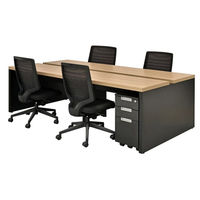 【車上渡し】アール・エフ・ヤマカワ ソリード フリーアドレス用デスク 幅2400×奥行1200×高さ720mm オーク/ブラック 1台（直送品）