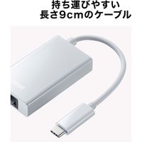 サンワサプライ USB3.2 TypeC-LAN変換アダプタ(USBハブポート付・ホワイト) USB-CVLAN4WN 1個