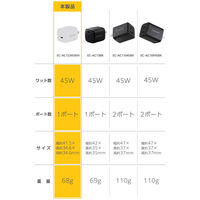 USB充電器 タイプC PD 45W PC充電 USB-C×1 コンパクト 白 EC-AC12245WH エレコム 1個（直送品）