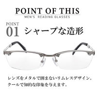 【老眼鏡 リーディンググラス】FEEL LIFE FLM-002 col.1 シルバー 度数 +1.00 / 1個（直送品）