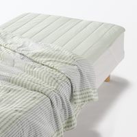 無印良品 綿 サッカー織 薄掛ふとん Ｄ １８０×２００ｃｍ グリーンストライプ 良品計画