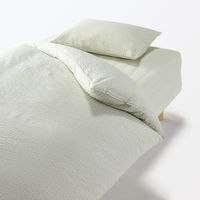 無印良品 綿 サッカー織 ボックスシーツ Ｄ １４０×２００×１８‐２８ｃｍ用 グリーン 良品計画