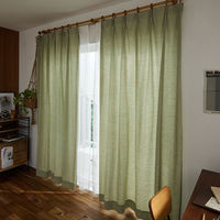 スミノエ コルネ セミオーダー カーテン ピンヘッド 1200×2000mm グリーン １セット(2枚入)（直送品）