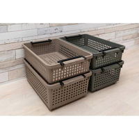 ベストコ ハンディー バスケット かご 収納 ブラウン ロータイプ 日本製 MA- 4171 1個（直送品）