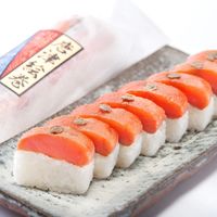 【手土産やお祝いの贈り物に】 国産 焼き鯖棒寿司・スモークサーモン棒寿司 ギフトカード　二重封筒　熨斗（御中元）（直送品）