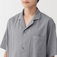 無印良品 メンズ 紳士 透かし サッカー織り 半袖パジャマ 紳士Ｍ グレー 良品計画