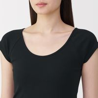 無印良品 レディース 婦人 フライス編みフレンチスリーブＴシャツ 婦人Ｍ 黒 良品計画