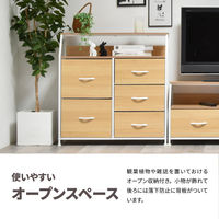 【軒先渡し】B.Bファニシング Regal 棚付きリビングチェスト ハイタイプ 幅845×奥行315×高さ870mm ダークブラウン 1台（直送品）