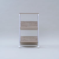 YAMAZEN ファイルワゴン 収納ラック 2段 上棚付き 木製棚 A4対応 キャスター付き MFRW-W2T(AIV/SWH) 1台（直送品）