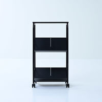 YAMAZEN ファイルワゴン 収納ラック 2段 上棚付き 木製棚 A4対応 キャスター付き MFRW-W2T(BK3/MBK) 1台（直送品）