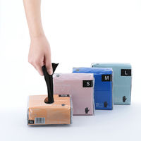 帝人フロンティア ニトリル手袋（フィルムパック）ブラック薄手粉なし使い捨て　100枚　M ブラック 1小箱