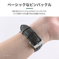 Apple Watch 42(Series 1/2/3)/44/45/46/49mm バンド 「CORVIN」プランプレザーバンド ブラック（直送品）