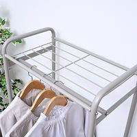 YAMAZEN ハンガーラック 上下棚付き 幅51×奥行30.5×高さ161cm 耐荷重25kg GHR-50(DOK/MGG) 1台（直送品）