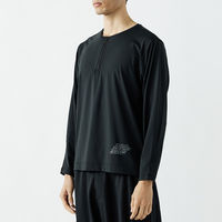 おたふく手袋 BT ゆったりストレッチ冷感 ロングスリーブ ハーフジップ クルーネックシャツ ブラック Sサイズ JW-743 1枚（直送品）