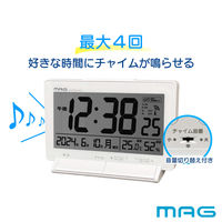ノア精密 目覚まし時計 タイムチャイム 電波時計 デジタル時計 MAG 温湿度計付き 482118 1個（直送品）